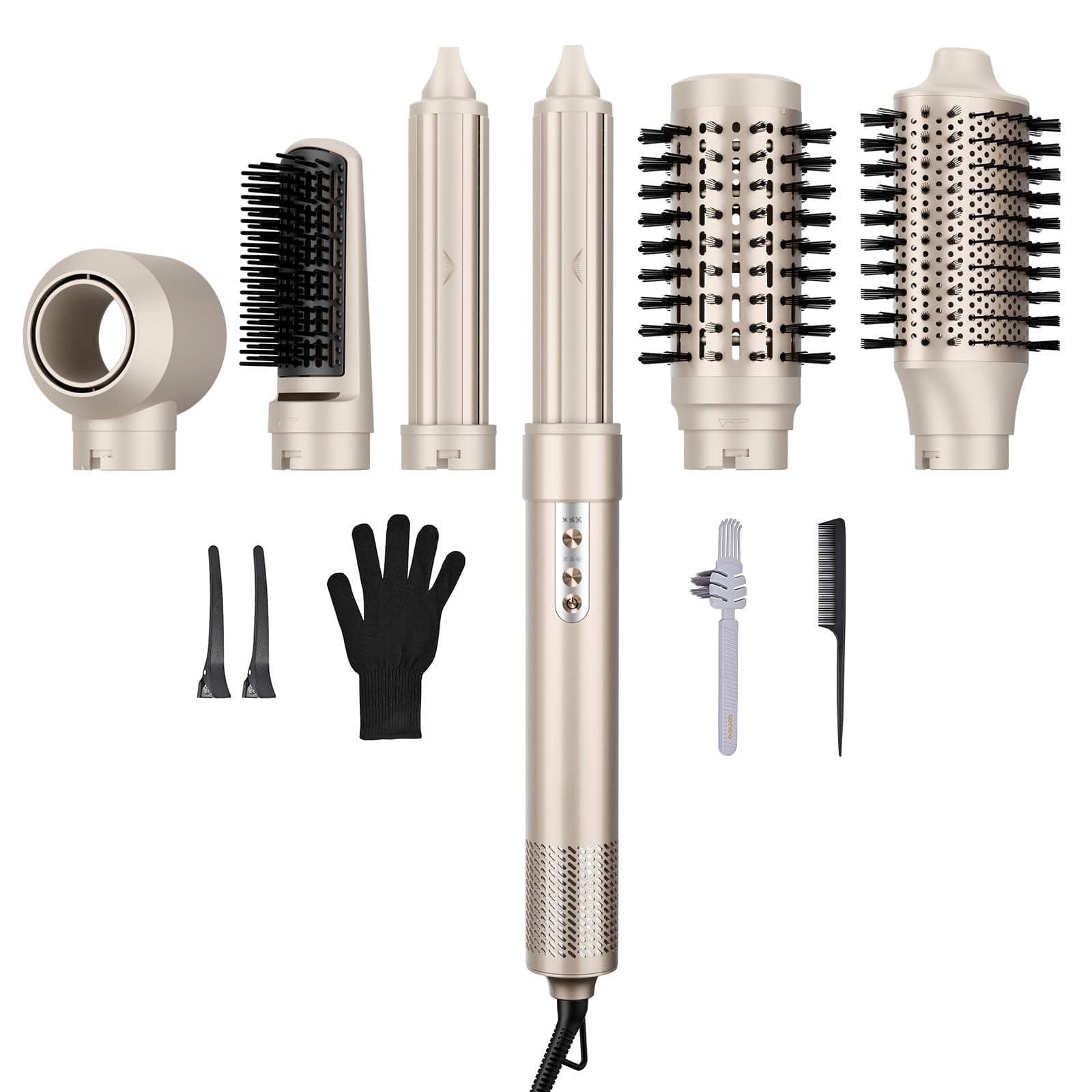 Reds Spade - Hair Dryer Brush Styler Volts Watts Ionic Technology Fast Drying Multi For Straight Wavy Curly And Coily - Gold