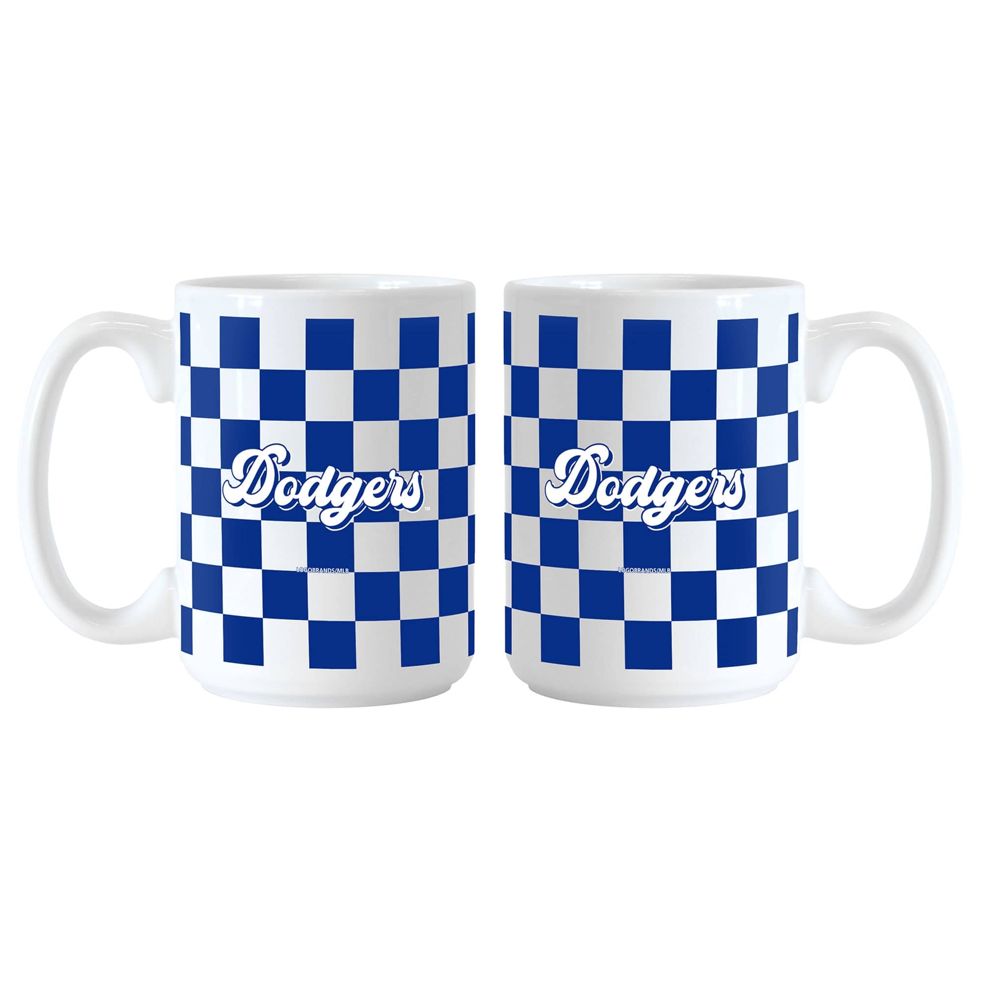 Logo Brands - Los Angeles Dodgers 2-Pack 15oz. Checkered Wordmark Mug Set - Multicolor