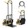 Front. Costway - Stair Climber Hand Truck with Telescoping Handle and Rubber Wheels with 350 Lb Capacity - Black/Yellow.