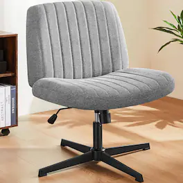 Bestier - Cross-Legged Armless Office Chair, Ergonomic Office Chair Adjustable Height with Lumbar Support & Wide Seat(No Wheels) - Gray