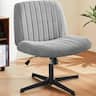 Bestier - Cross-Legged Armless Office Chair, Ergonomic Office Chair Adjustable Height with Lumbar Support & Wide Seat(No Wheels) - Gray