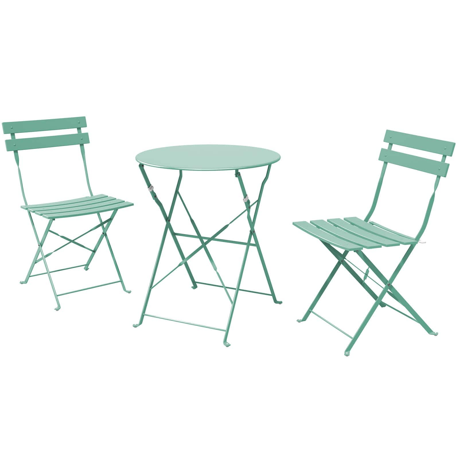 Yardgrace - 3-Piece Folding Bistro Set Outdoor/Indoor Conversation Set for Patio - Green
