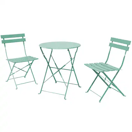 Front. Yardgrace - 3-Piece Folding Bistro Set Outdoor/Indoor Conversation Set for Patio - Green.