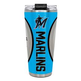 Great American Products - Miami Marlins 32oz. Big Slim Game Ball Travel Tumbler - White