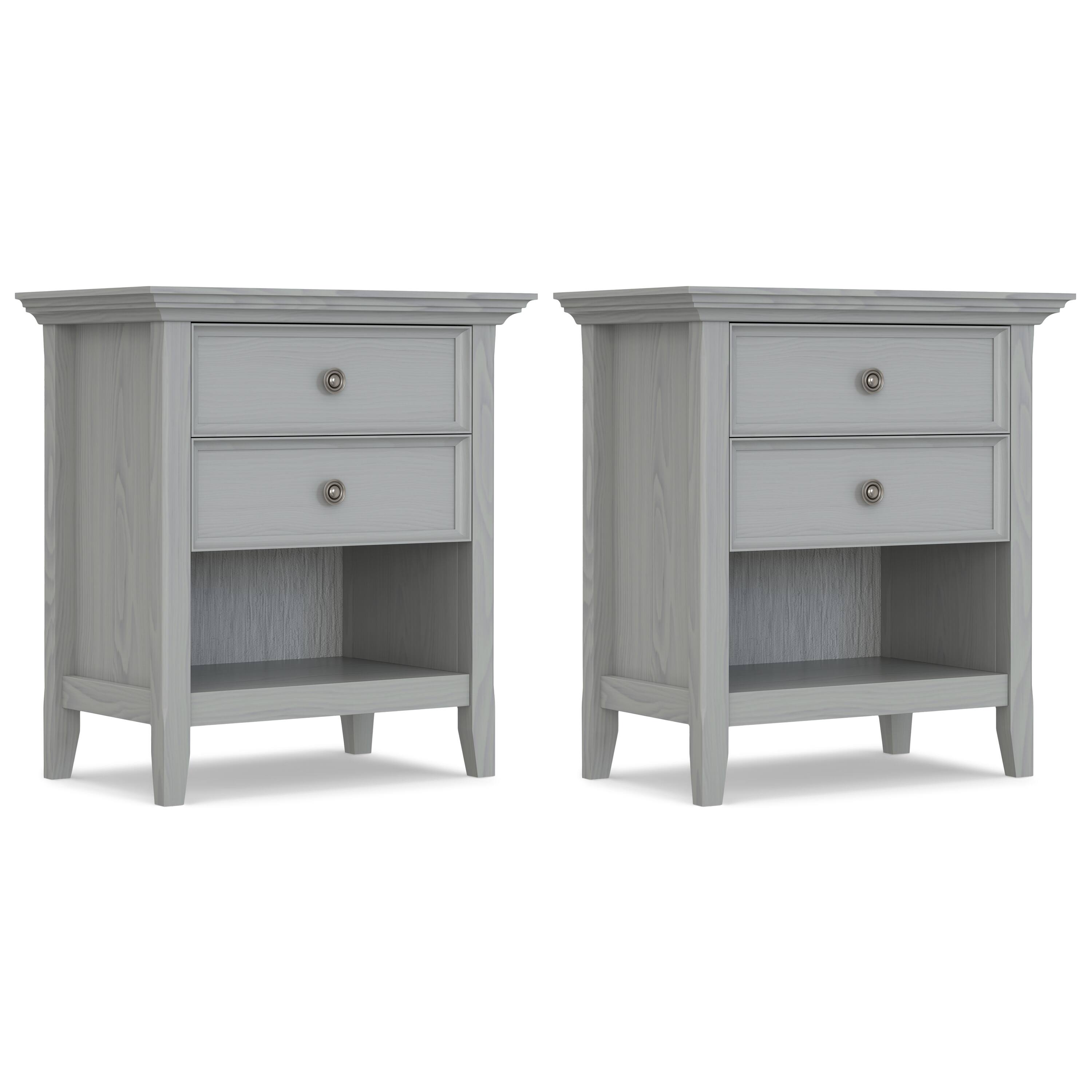 Simpli Home - Amherst 24 inch Bedside Table (Set of 2) - Fog Grey