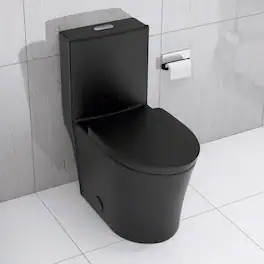 Loheer - Elongated Toilet One Piece Dual Flush Bathroom Fixture - Matte Black