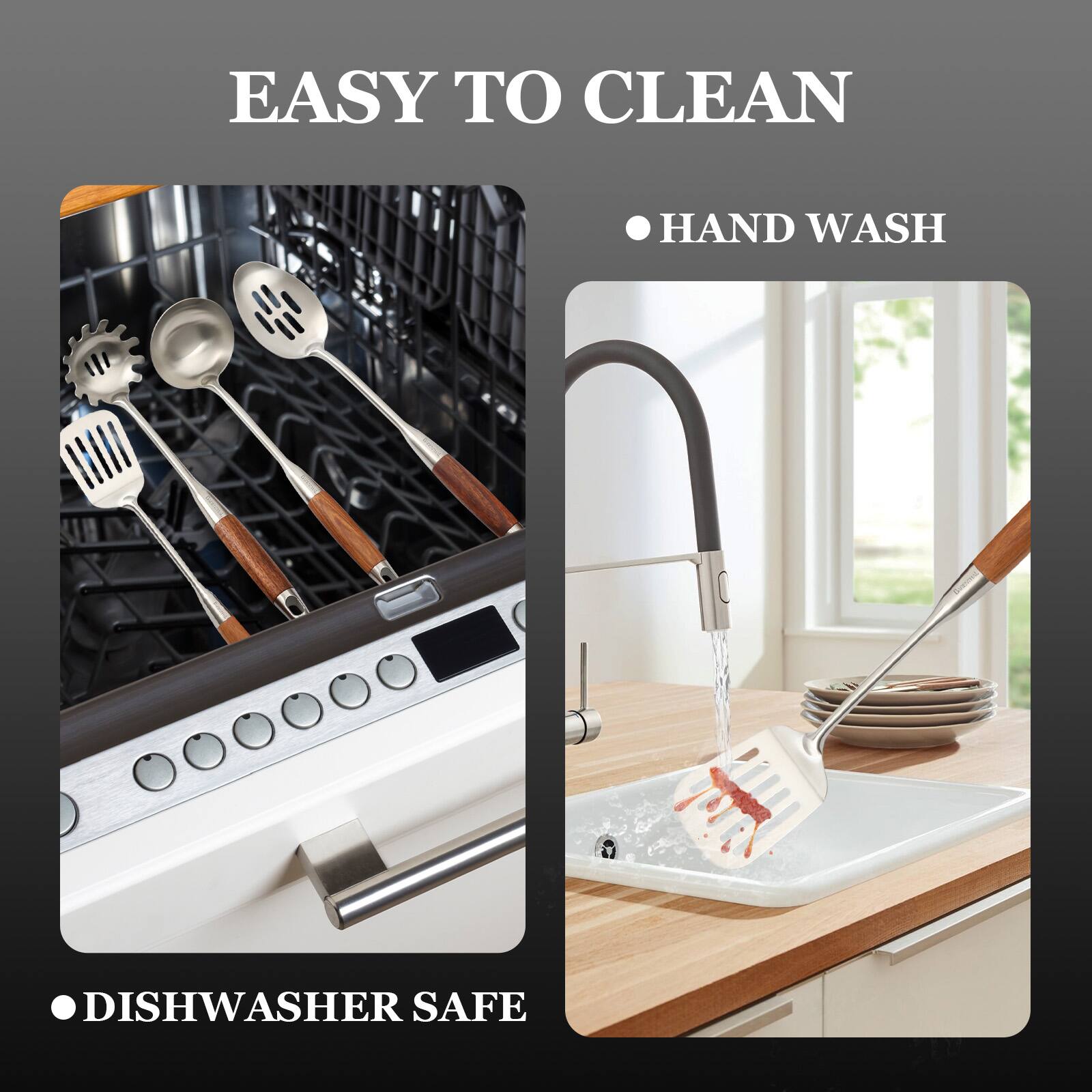 EASY TO CLEAN

- HAND WASH
- DISHWASHER SAFE