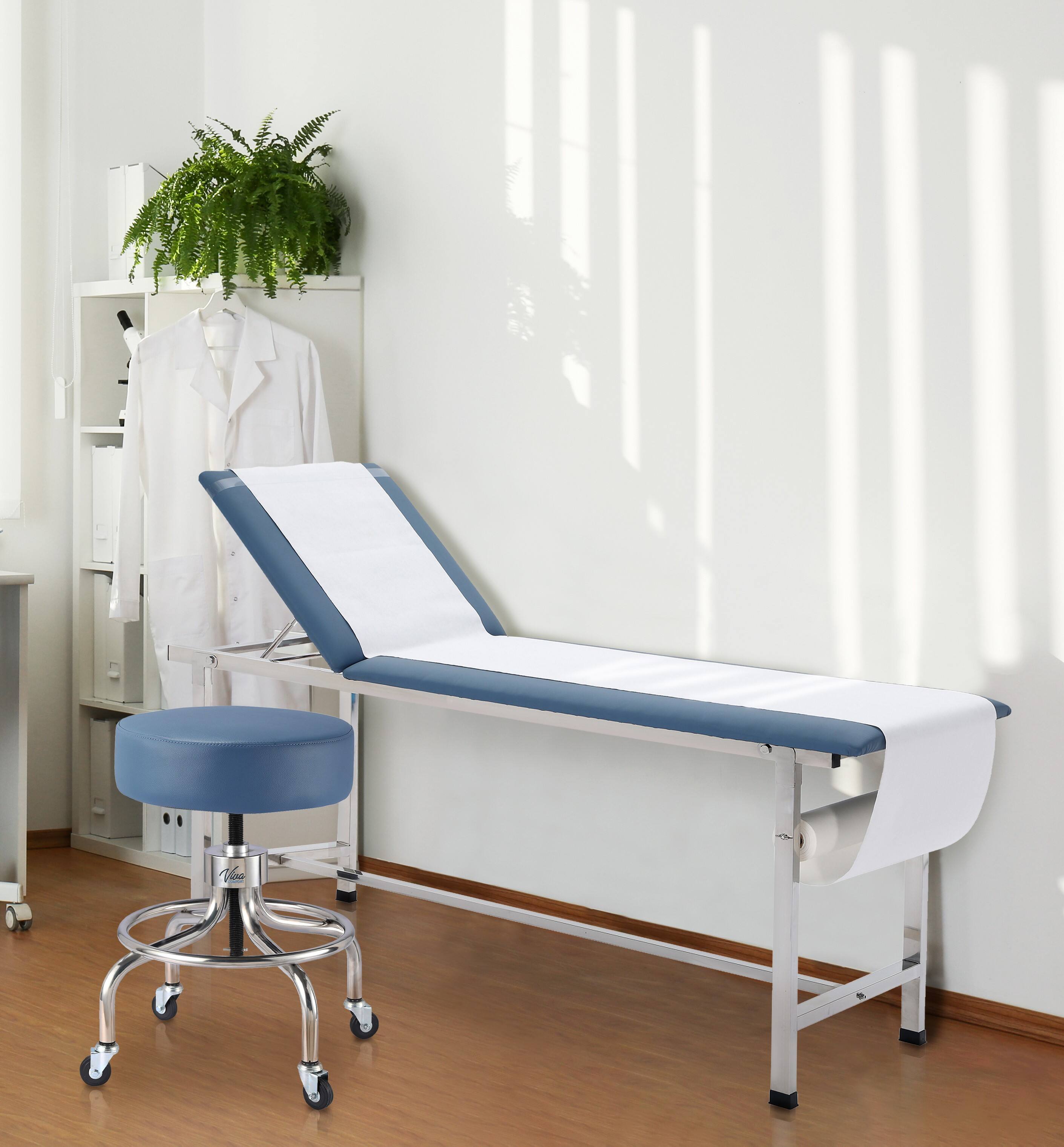 Alt View 1. Viva Comfort - Office Stool with Circular Foot Ring, Antimicrobial Upholstery, 250lb Capacity, Pneumatic Height Control - Blue.