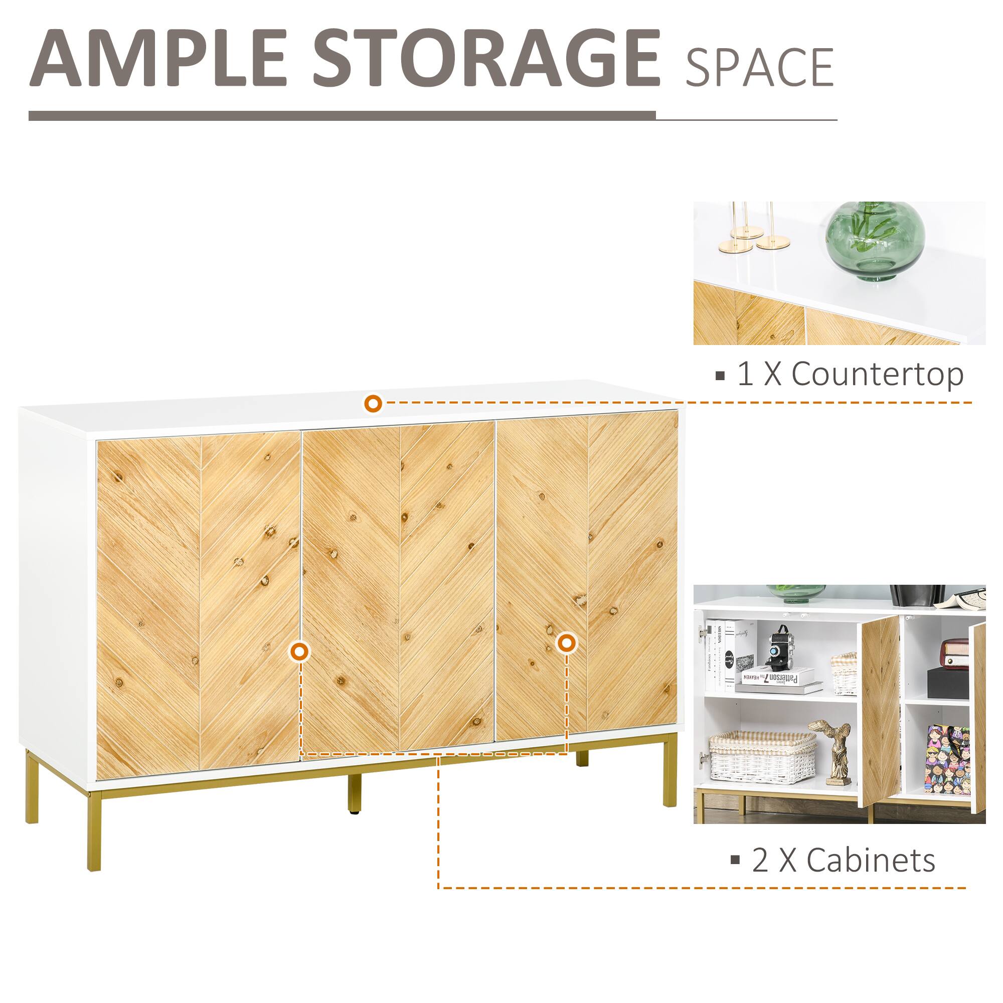 AMPLE STORAGE SPACE

- 1 X Countertop
- 2 X Cabinets
