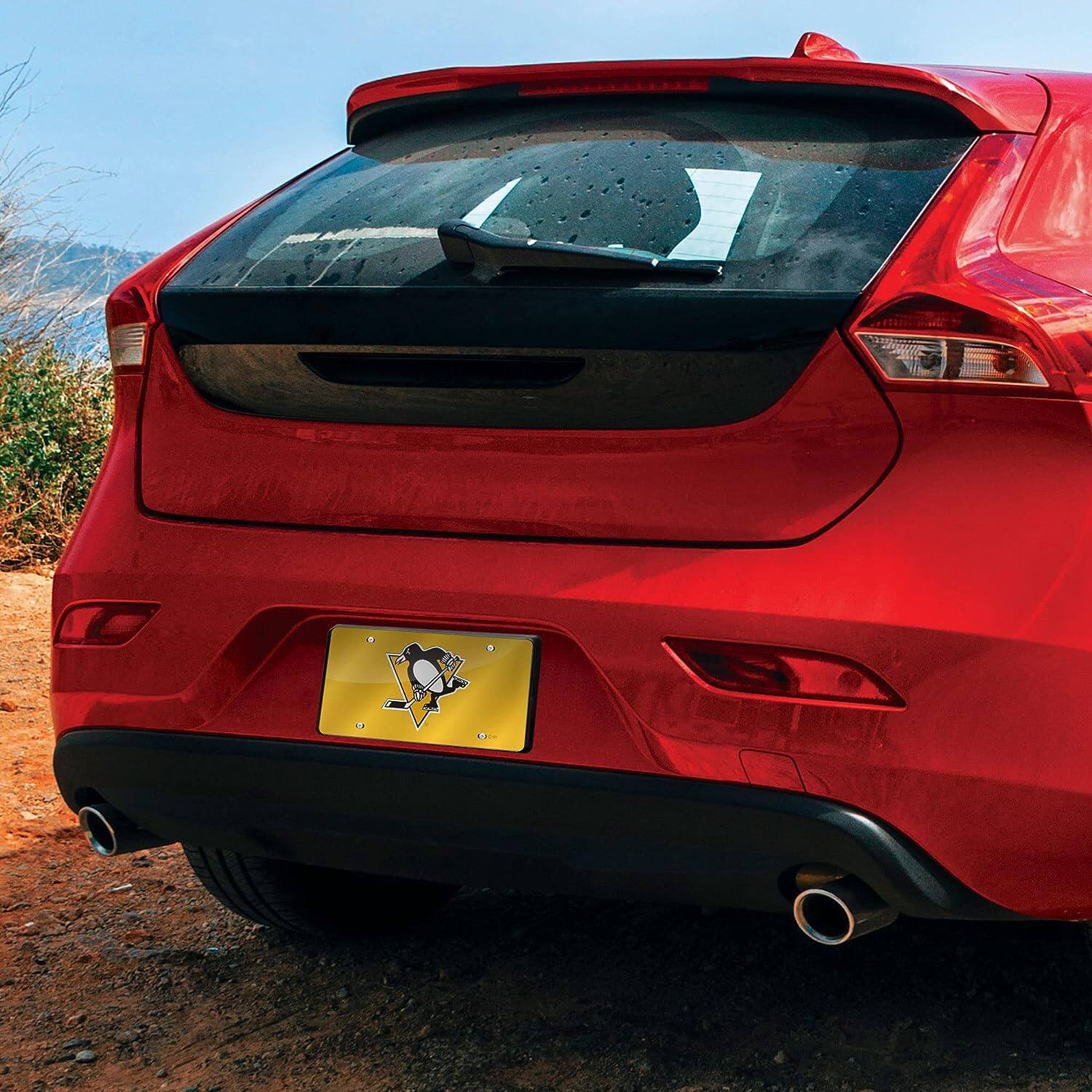 Alt View 2. Rico Industries - Pittsburgh Penguins Gold Mirror Look Acrylic License Plate Laser Tag - Multi.