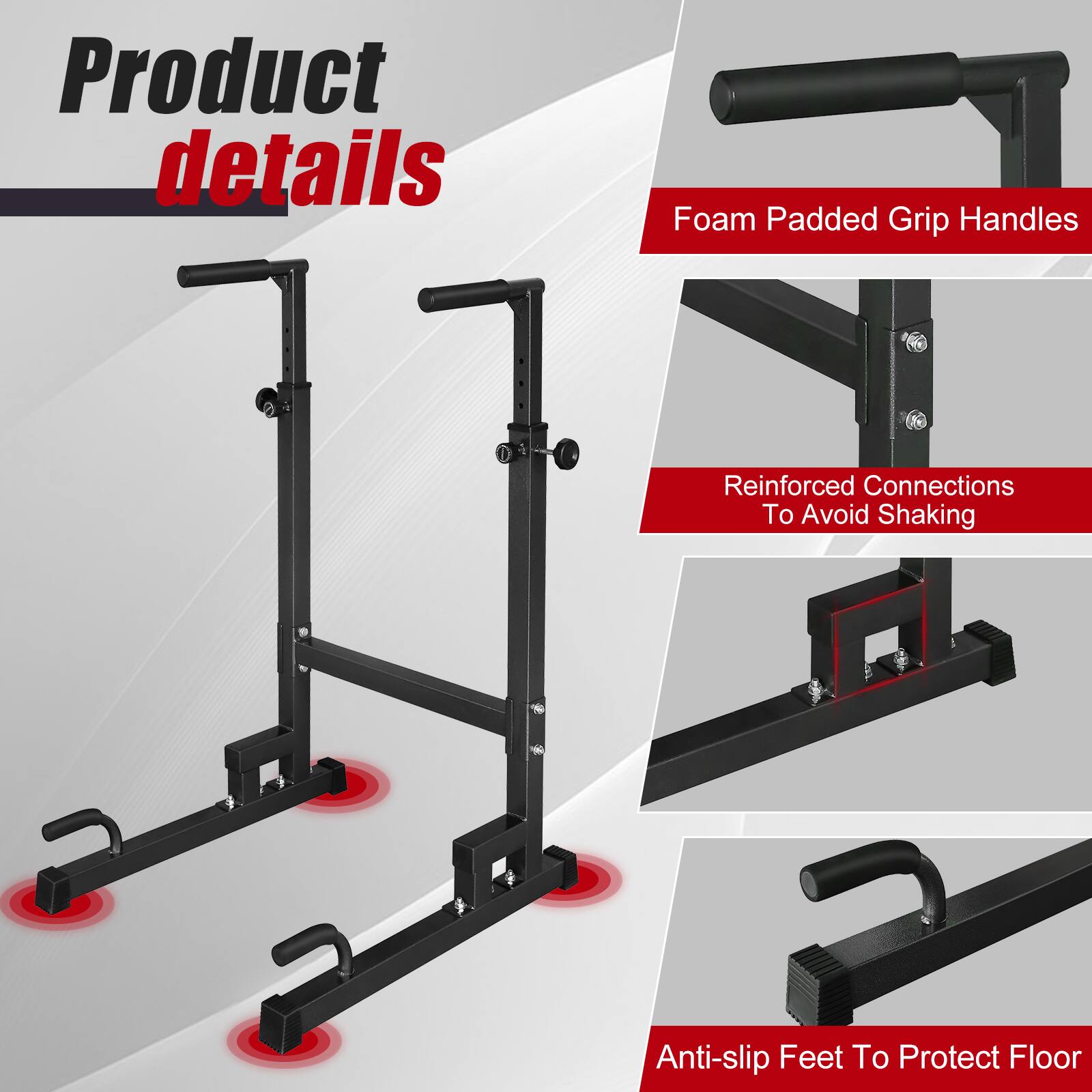 Product details

- Foam Padded Grip Handles
- Reinforced Connections To Avoid Shaking
- Anti-slip Feet To Protect Floor