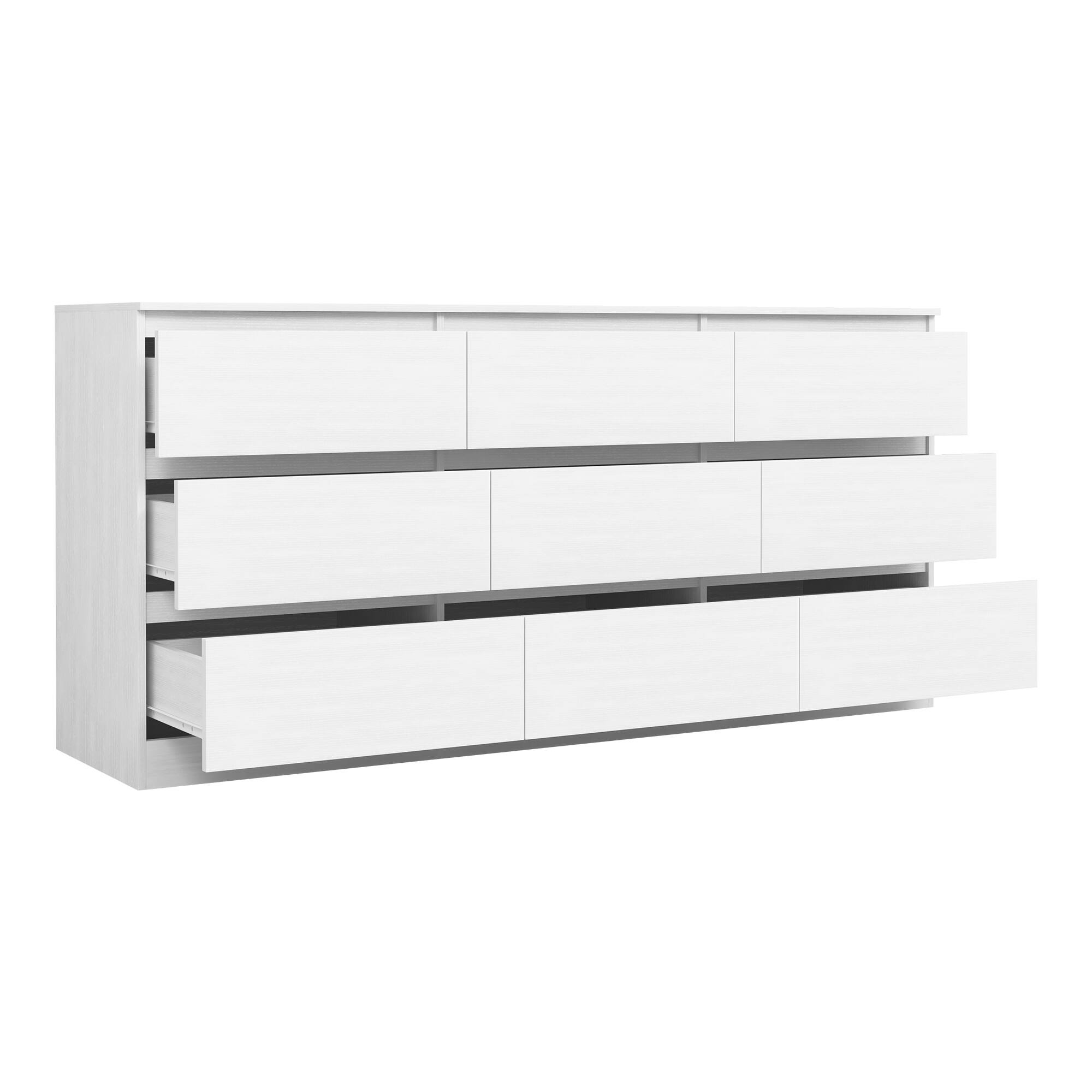 Front. Spaco - Modern 9 Drawer Dresser Table, Storage Cabinet, Minimalist Chest, TV Stand Vanity For Bedroom, Living Room - White.