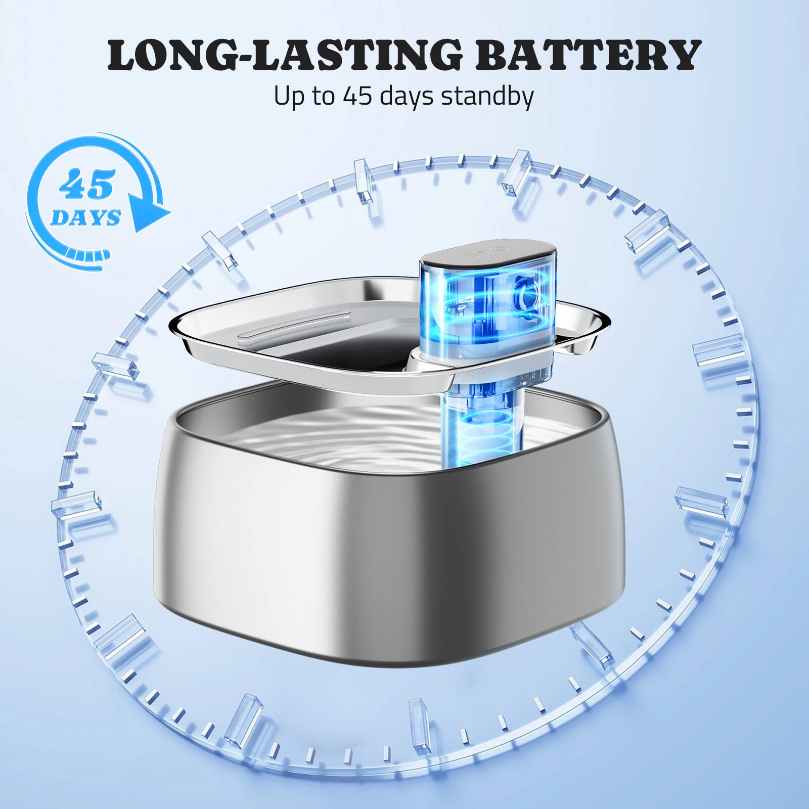LONG-LASTING BATTERY  
Up to 45 days standby  
45 DAYS