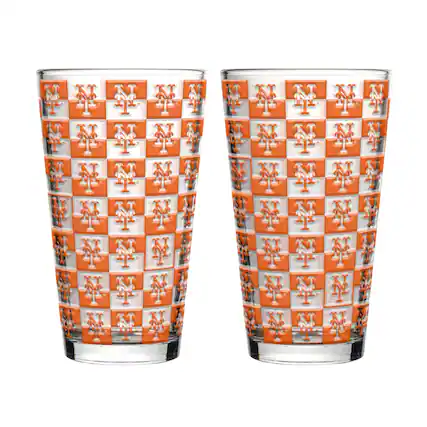 Front. Logo Brands - Two-Pack Gridiron Stained 16oz. Pint Glass Set - Multicolor.