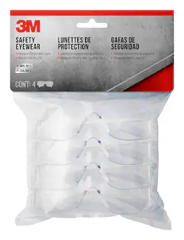 Amber Sporting Goods - 3M Indoor Safety Eyewear, Lens, Contractor Pack, 4-Pack - Clear