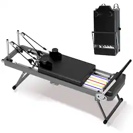 PexFix - Foldable Pilates Reformer Machine with Double Resistance for Home Gym - Black