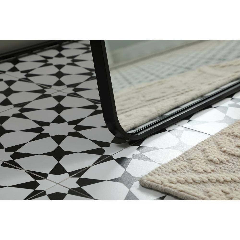 Alt View 3. Elegant Decor - Soft Corner Metal Rectangle Mirror 32x72 Inch in Black - Black.