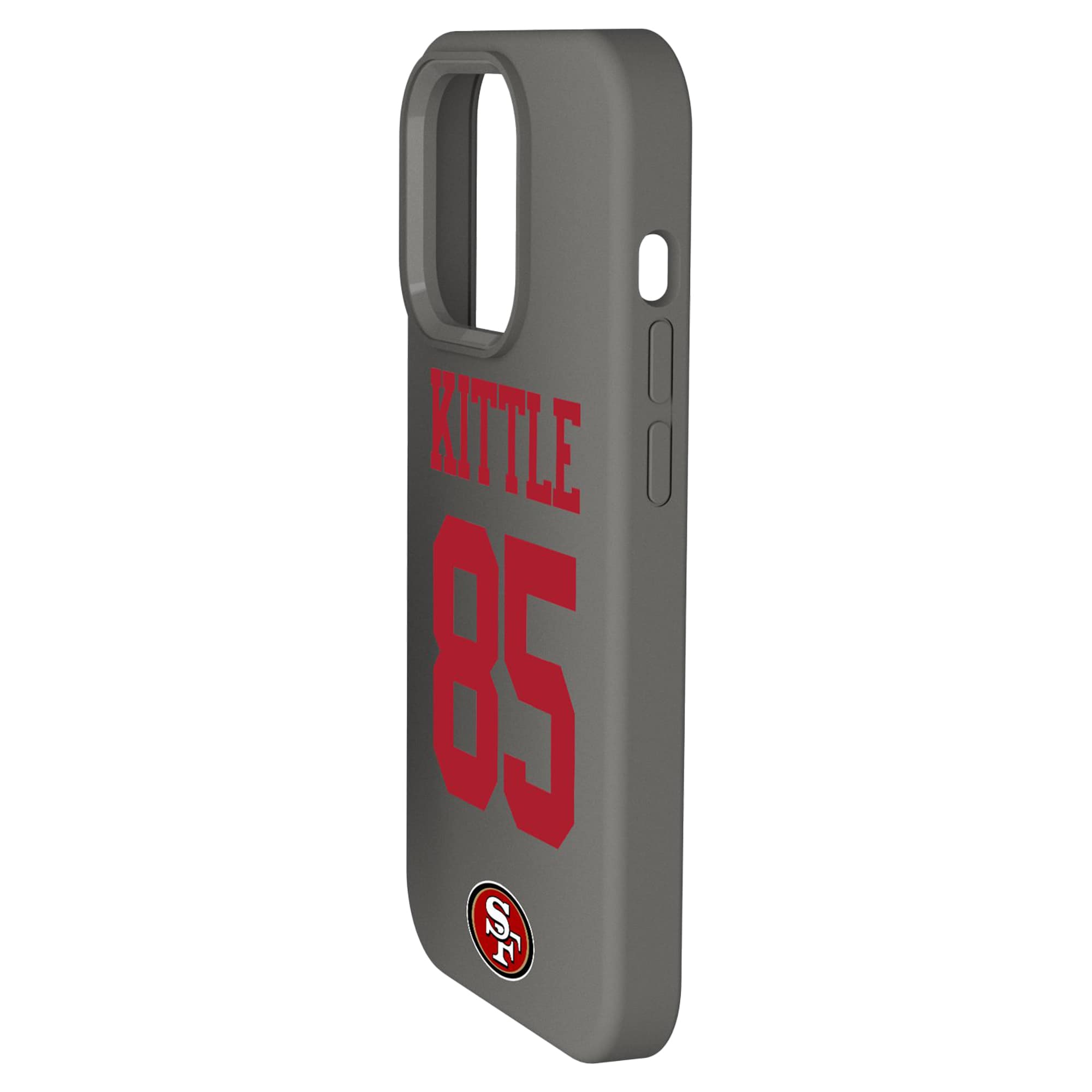 Alt View 1. Keyscaper - George Kittle Gray San Francisco 49ers Ready Soft Touch iPhone Case - 14 Pro - Gray.