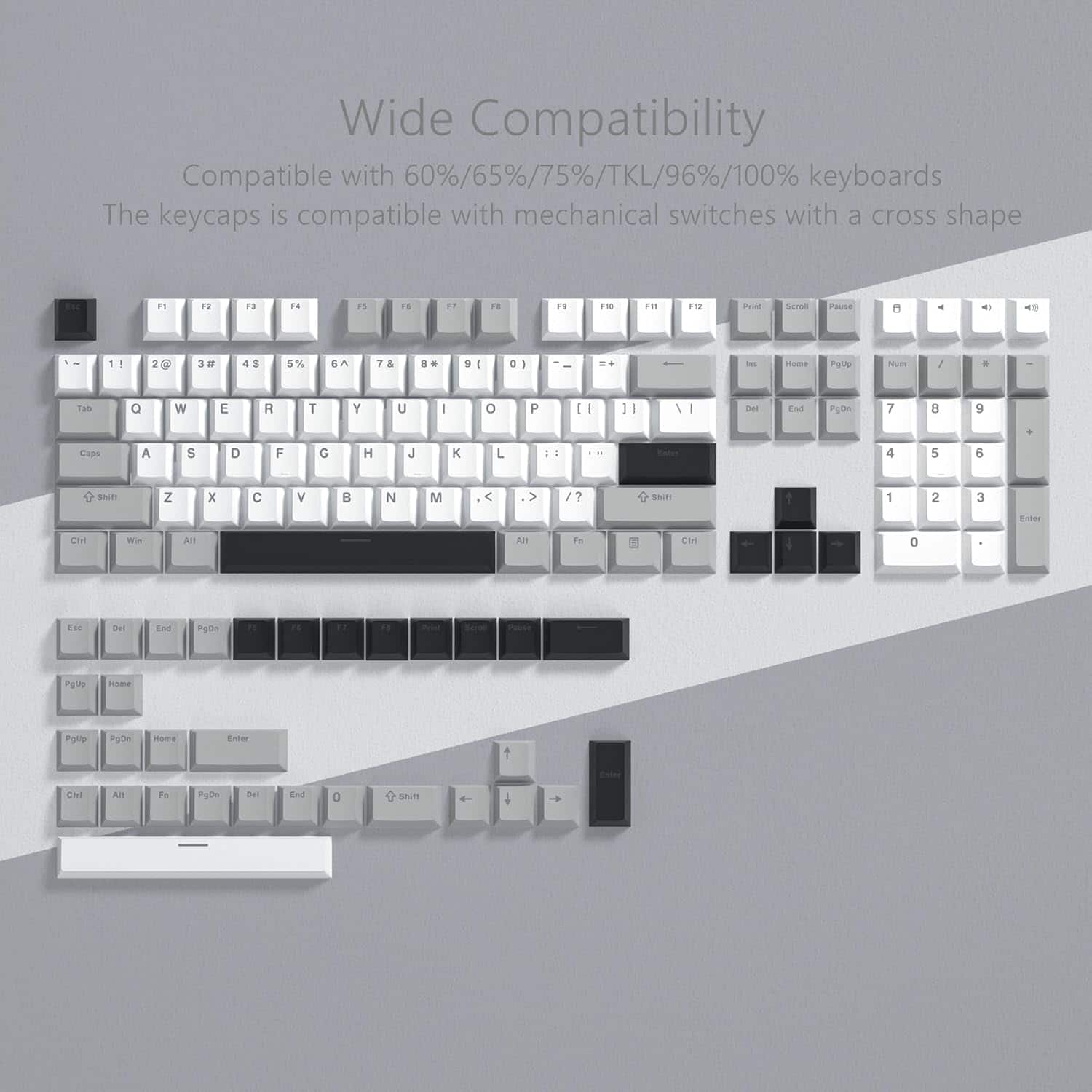 Womier - Shine Through Keycaps, PBT Keycap Cherry Profile Custom Keys Set for Cherry Gateron MX Switches Mechanical Keyboard - White-Black 133 Keys price history on PriceWatchPro