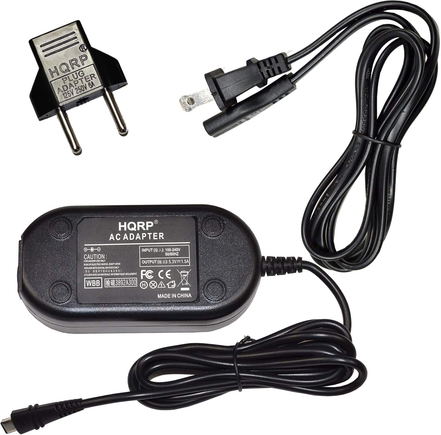HQRP - AC Adapter for Canon CA-110 CA110 - DC 5.3 V 1.5 A VIXIA HF-R70 HF-R700 HF-R60 HF-R600, LEGRIA HF-R26 HF-R28