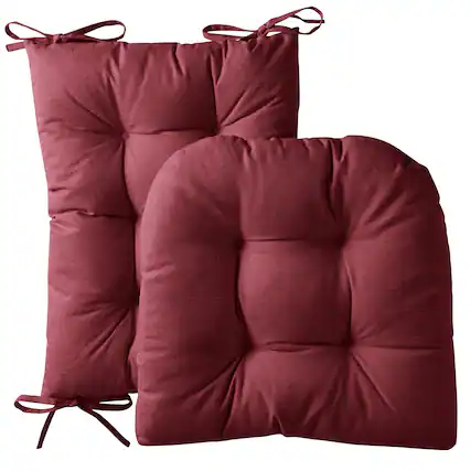 Front. Sweet Home Collection - Rocking Chair Cushion 2 Piece Tufted Non Slip Set of Upper and Lower Cushions - Wine.
