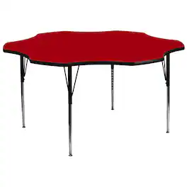 Flash Furniture - Wren 60'' Flower Thermal Laminate Activity Table - Standard Height Adjustable Legs - Red