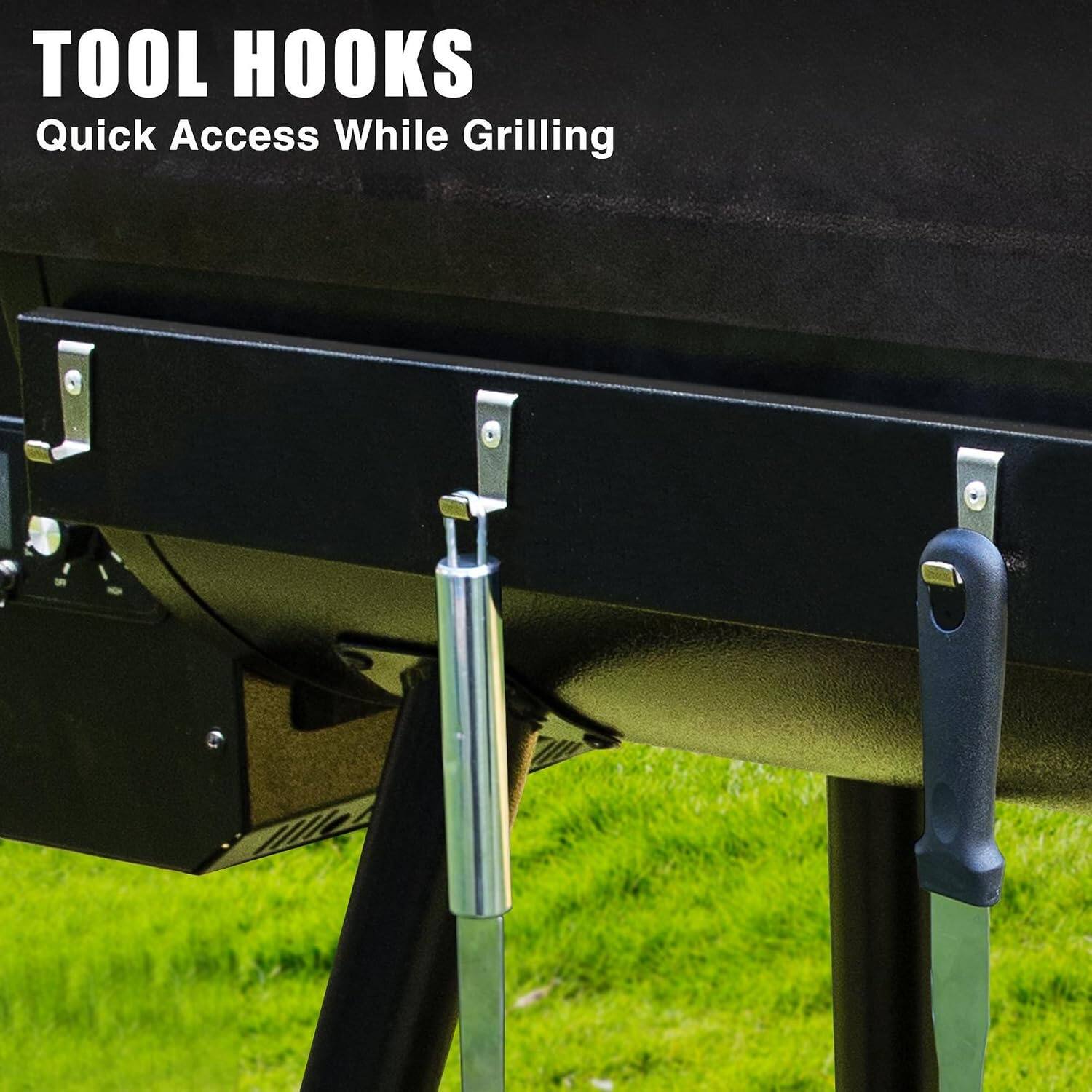 TOOL HOOKS  
Quick Access While Grilling