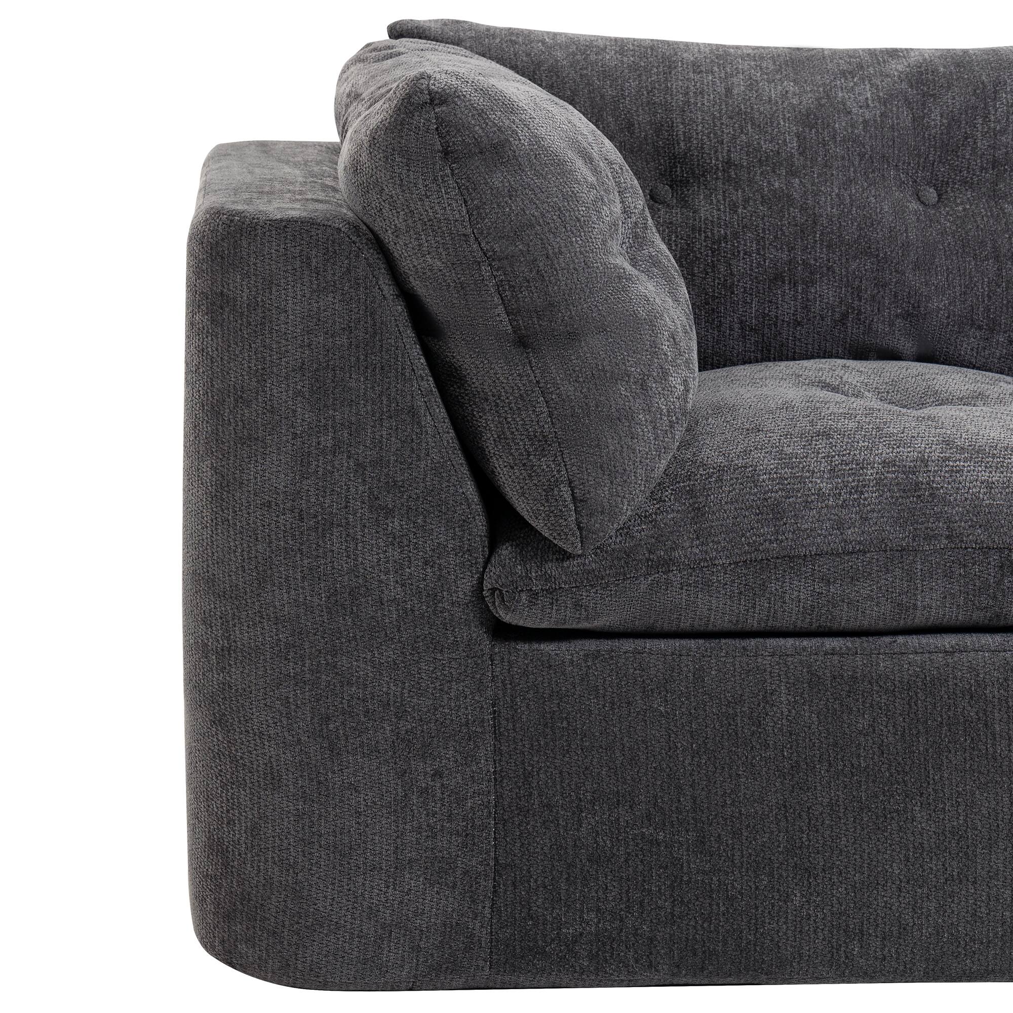 Alt View 4. Anysun - Modern Cloud-Style 4-Seat Chenille Modular Sectional Sofa - L-Shape with Ottoman, Deep-Seat Convertible Design - Grey.