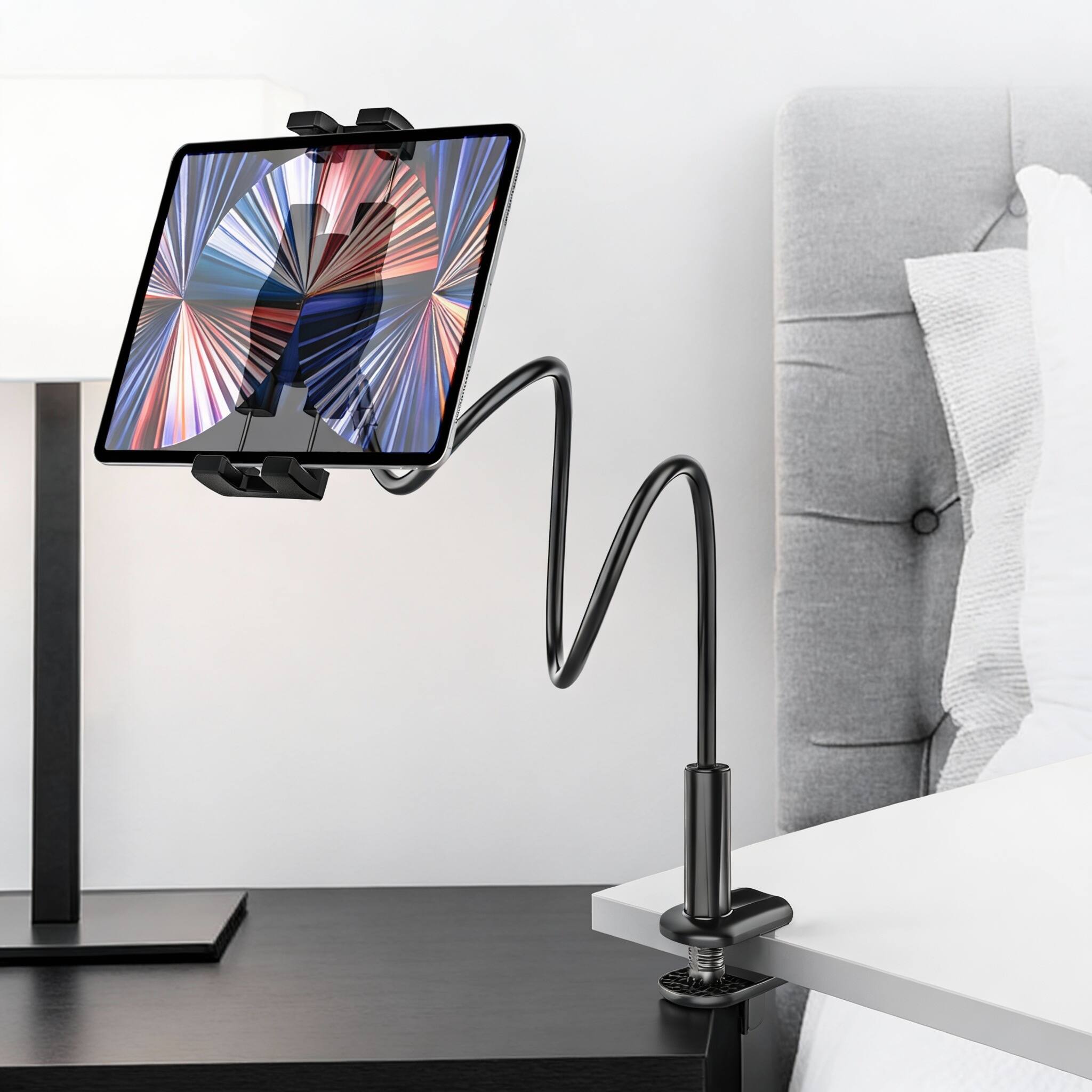 Alt View 1. OMOMMD - Tablet Holder For Desk Gooseneck Stand Bed Adjustable Long Arm Mount Clip Compatible With Ipad Pro Air Mini... - Default.