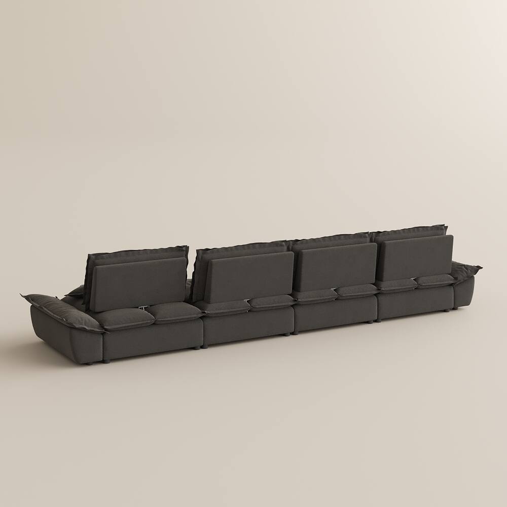 Alt View 10. POVISON - 182.67" Modern Deep Sofa with Adjustable Backrest - Gray Suede Fabric.