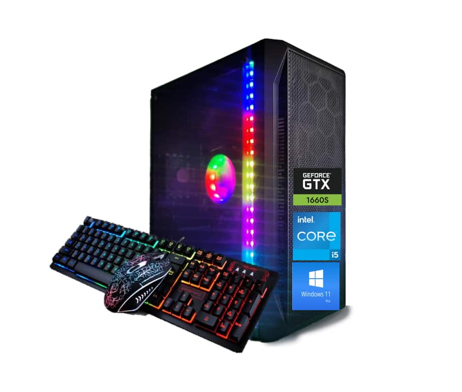 Odyssey Computers - Essentials V2 Gaming Desktop, Intel Core i5 upto 4.1GHz - 16GB RAM - 1TB NVMe SSD - NVIDIA GeForce GTX 1660S WiFi W11P - Black