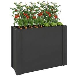 Outsunny - Garden Bed Galvanized Planter Box Outdoor with Gloves for Gardening Vegetables, Flower, Herb - Black