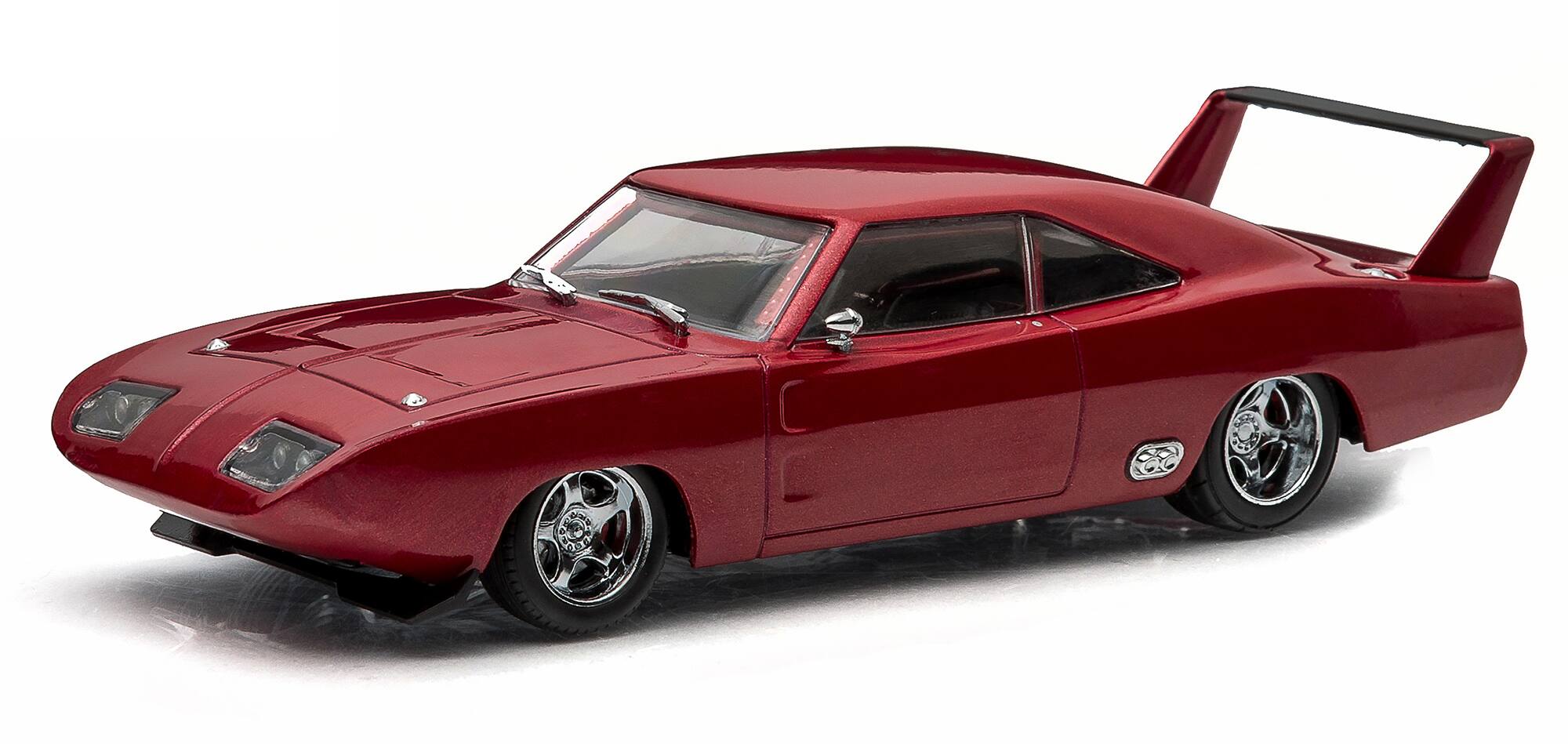 Angle. Greenlight - Dom's 1969 Dodge Charger Daytona Maroon "Fast and Furious 6" Movie (2013) 1/43 Diecast Model Car by Greenlight - Maroon.