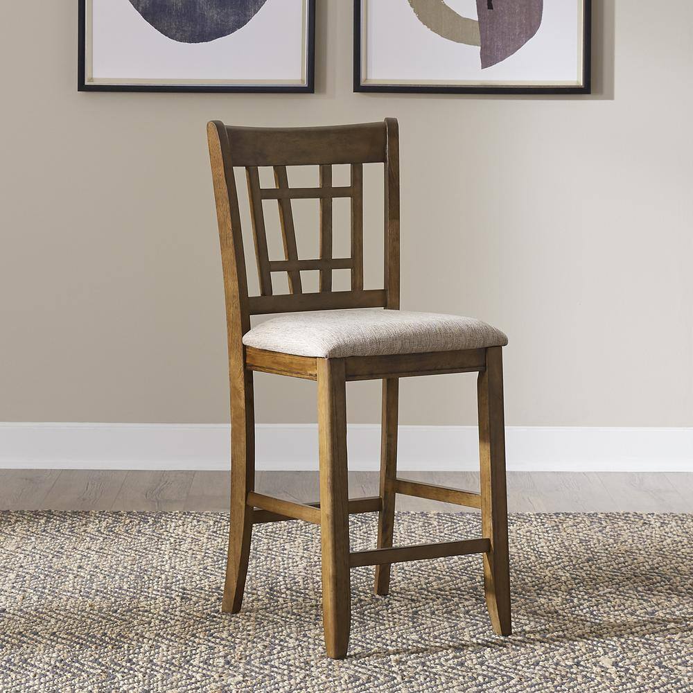 Alt View 5. Liberty Furniture Industries - Santa Rosa 24 Inch Lattice Back Counter Chair-Set of 2 in Antique Honey - Brown.