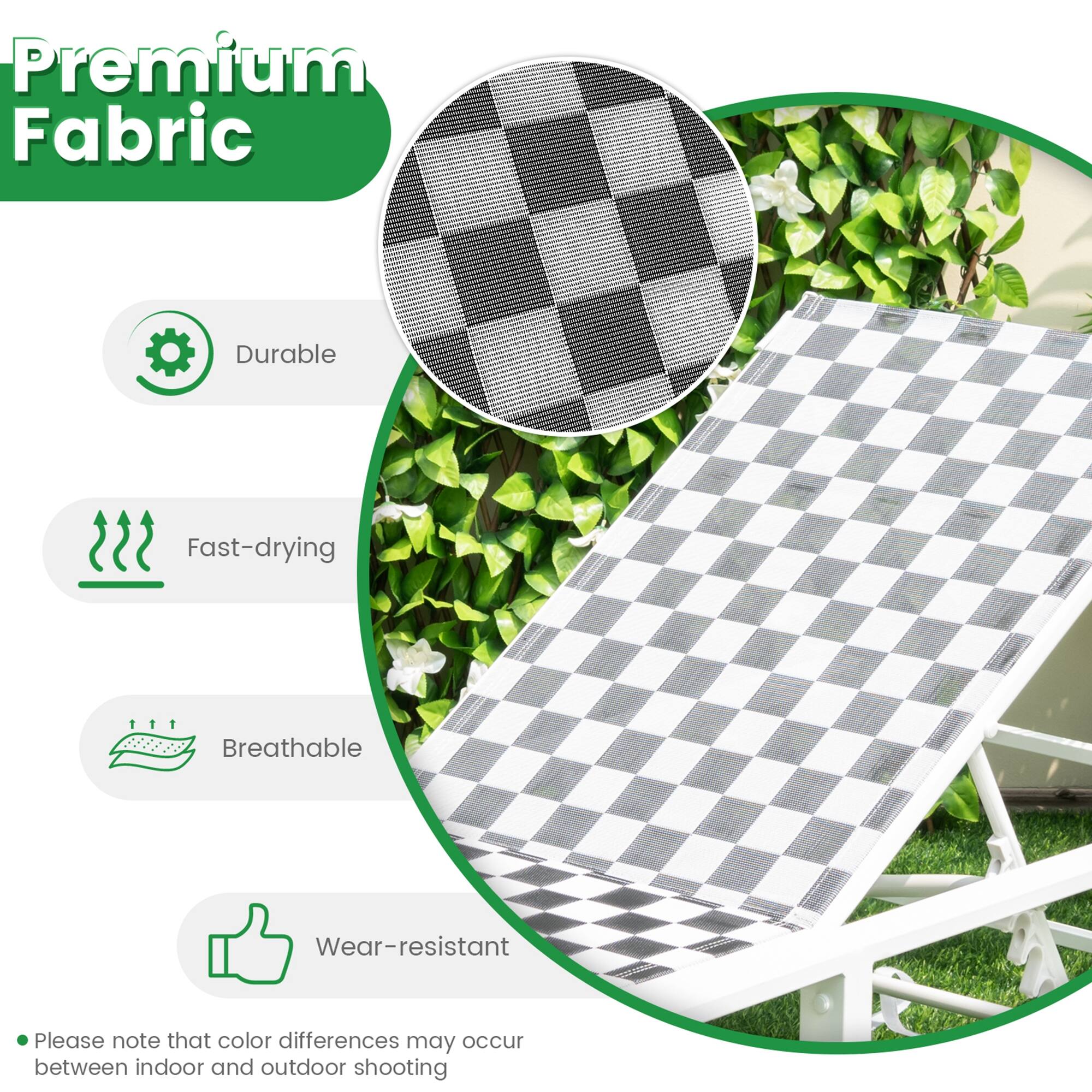 Premium Fabric

- Durable
- Fast-drying
- Breathable
- Wear-resistant

Please note that color differences may occur between indoor and outdoor shooting.