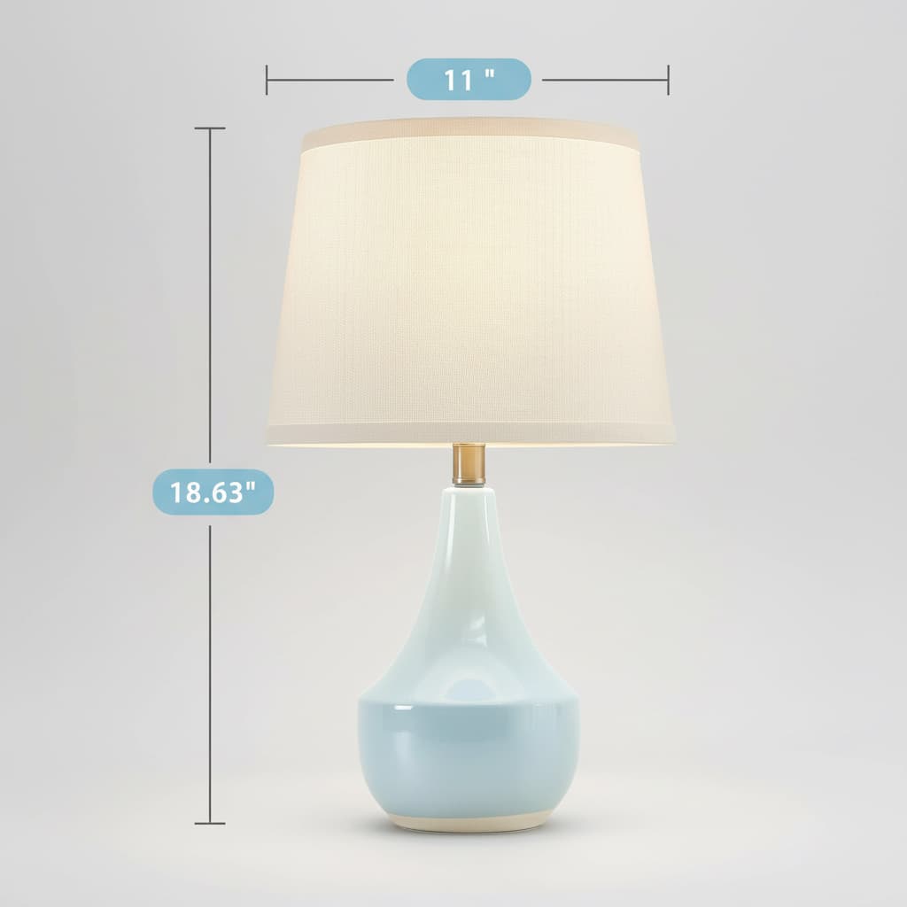 Alt View 1. FINEAK - Set of 2 18.63” Ceramic Table Lamps - Cute Modern Nightstand Lamps with Rocker Switch & LED Bulbs (Sky Blue) - Blue;White.