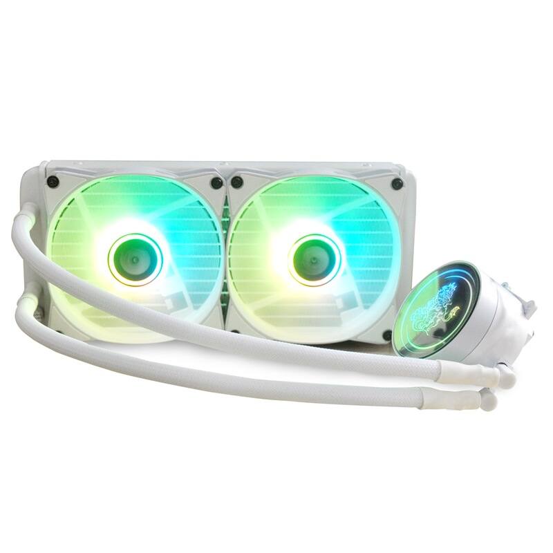 Alt View 1. Cluzine - White ARGB CPU Water Cooler 240/360mm Multi-platform Radiator - White.