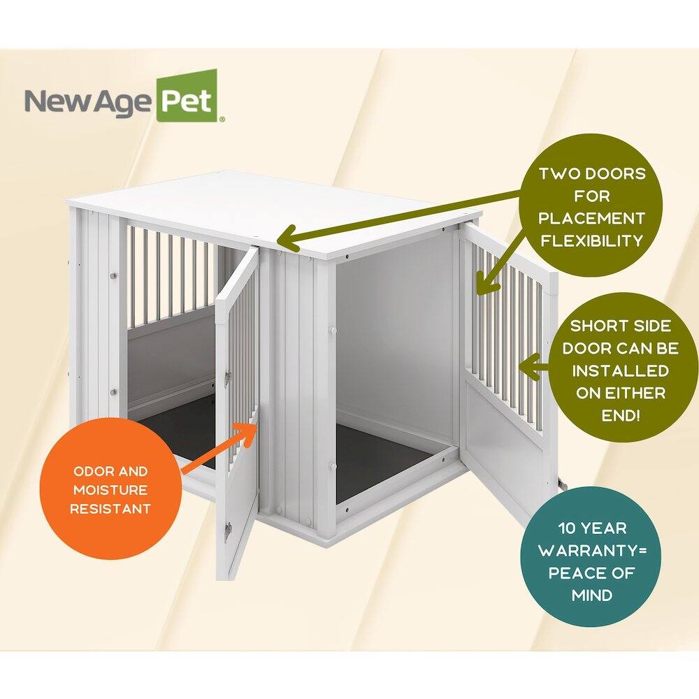 NewAge Pet

- TWO DOORS FOR PLACEMENT FLEXIBILITY
- SHORT SIDE DOOR CAN BE INSTALLED ON EITHER END!
- ODOR AND MOISTURE RESISTANT
- 10 YEAR WARRANTY = PEACE OF MIND