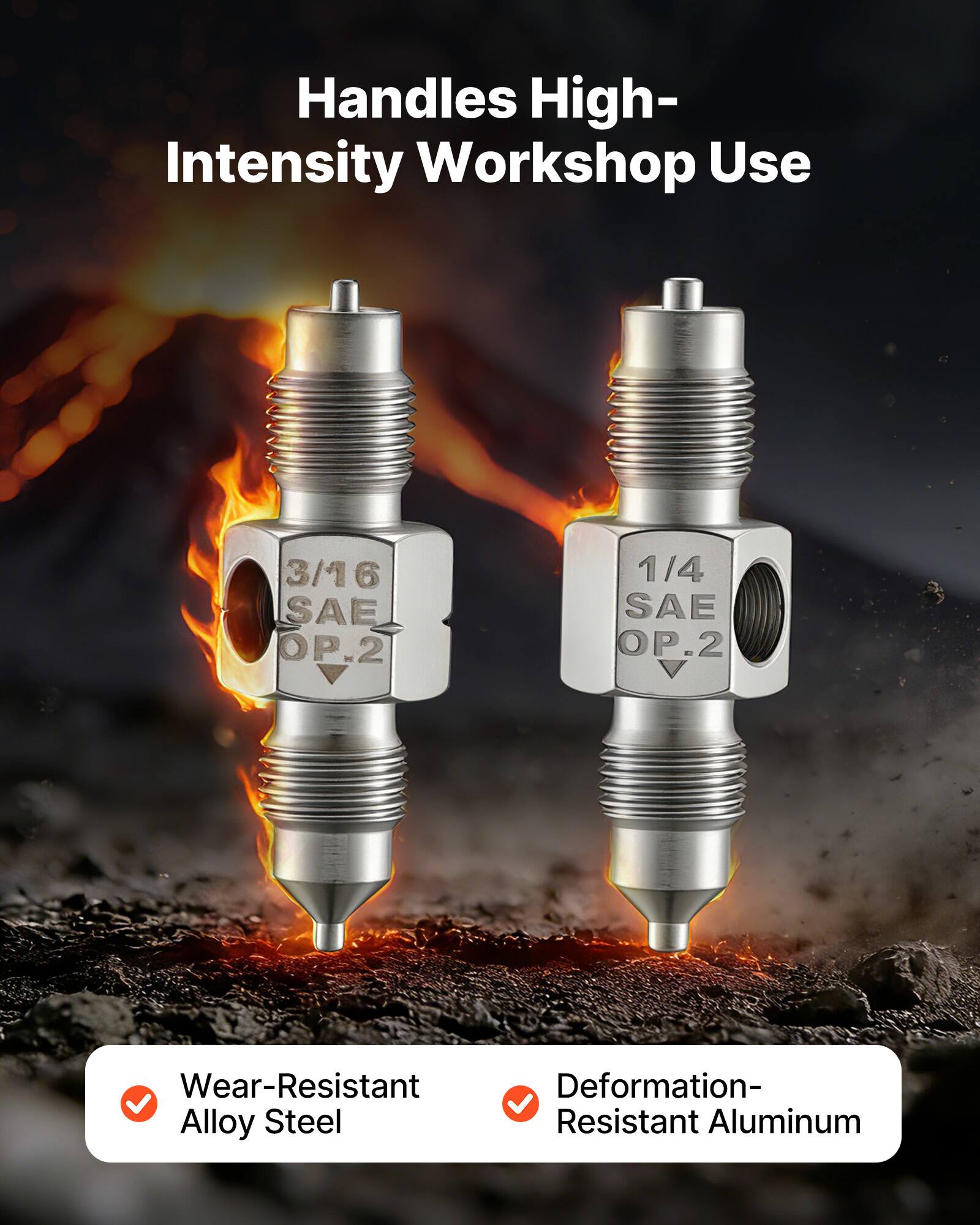 Handles High-Intensity Workshop Use

3/16 SAE OP.2  
1/4 SAE OP.2

Wear-Resistant Alloy Steel  
Deformation-Resistant Aluminum