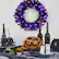 Alt View 11. Costway - 24inch Pre-lit Christmas Halloween Wreath w/ 35 Purple LED Lights - Black.