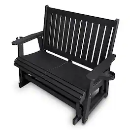 Fortune Candy - Poly Lumber Patio Glider 2-Seater - Black