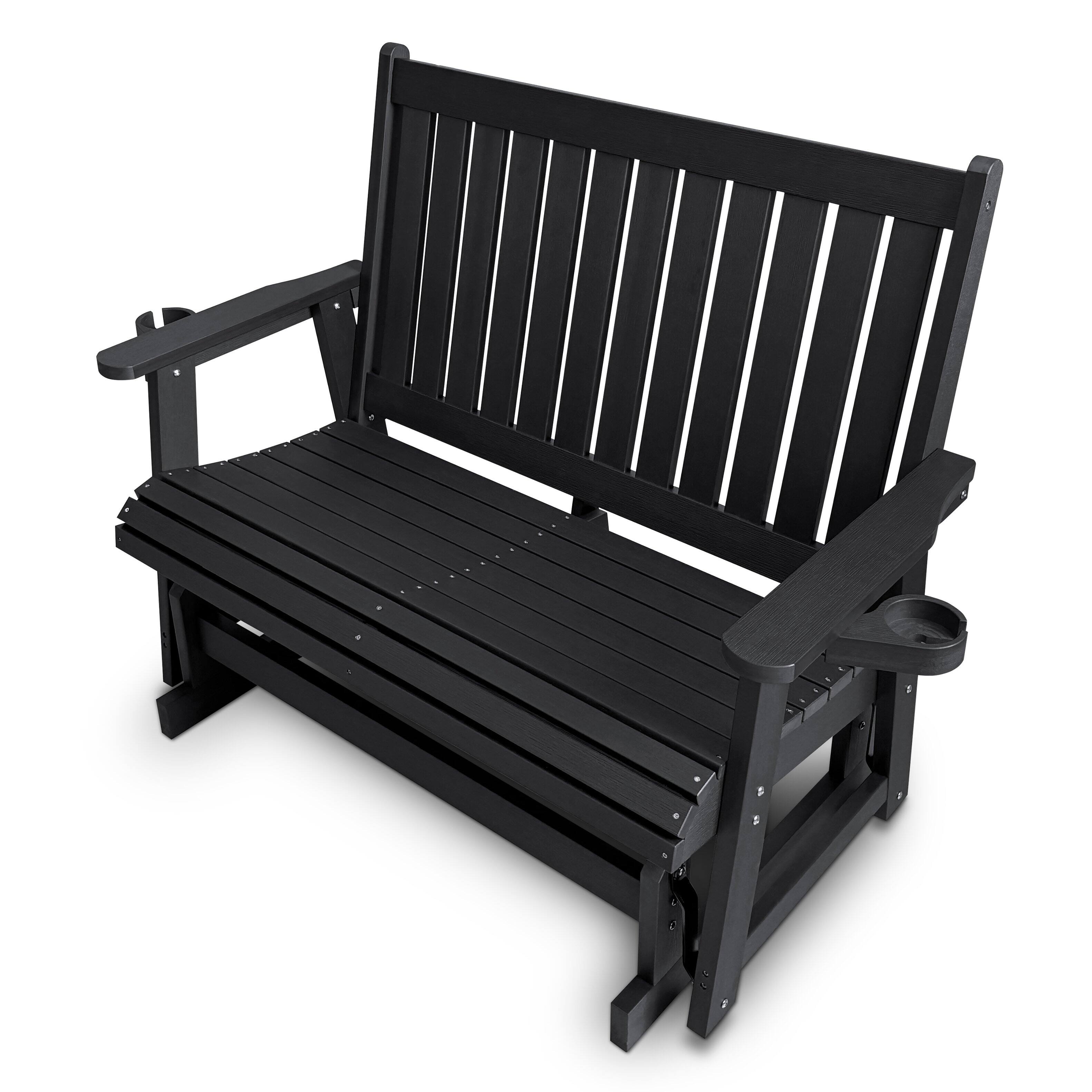 Front. Fortune Candy - Poly Lumber Patio Glider 2-Seater (Black) - Black.