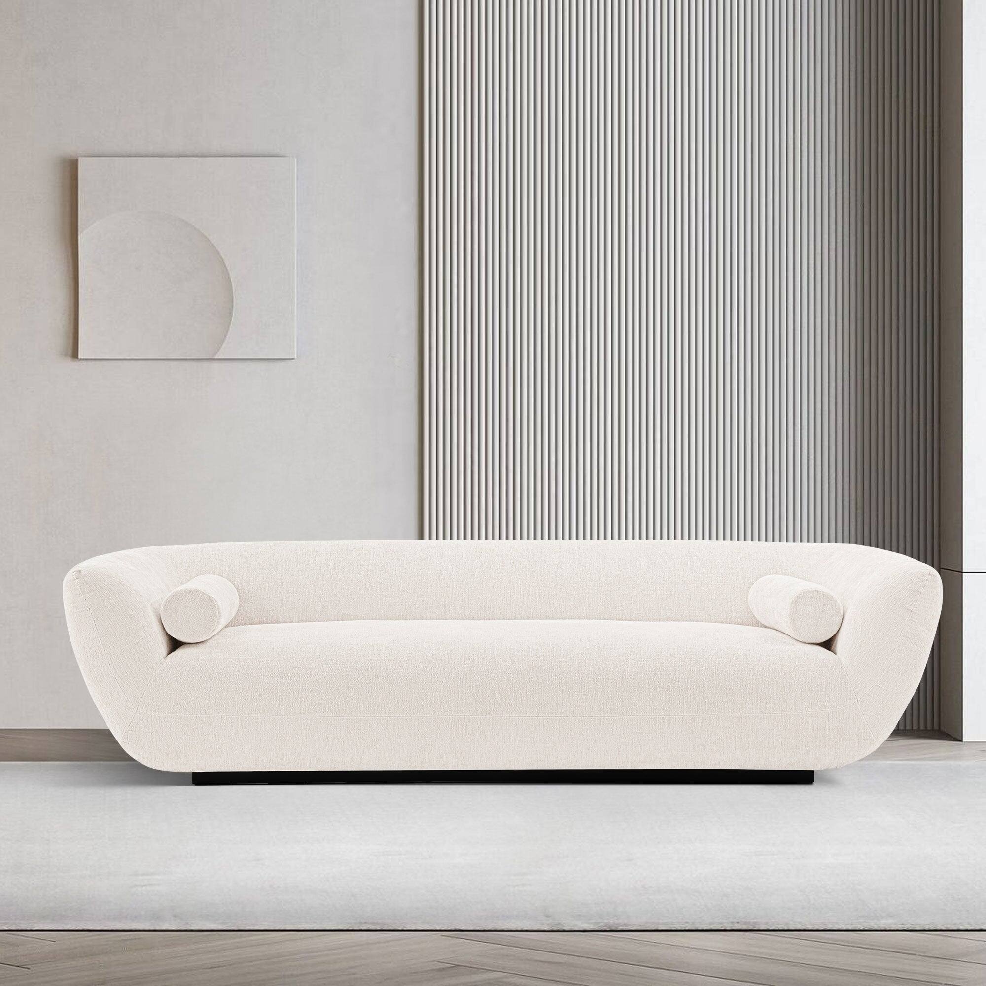 Angle. Manhattan Comfort - Ulka Modern 96" Chenille Sofa - Cream.