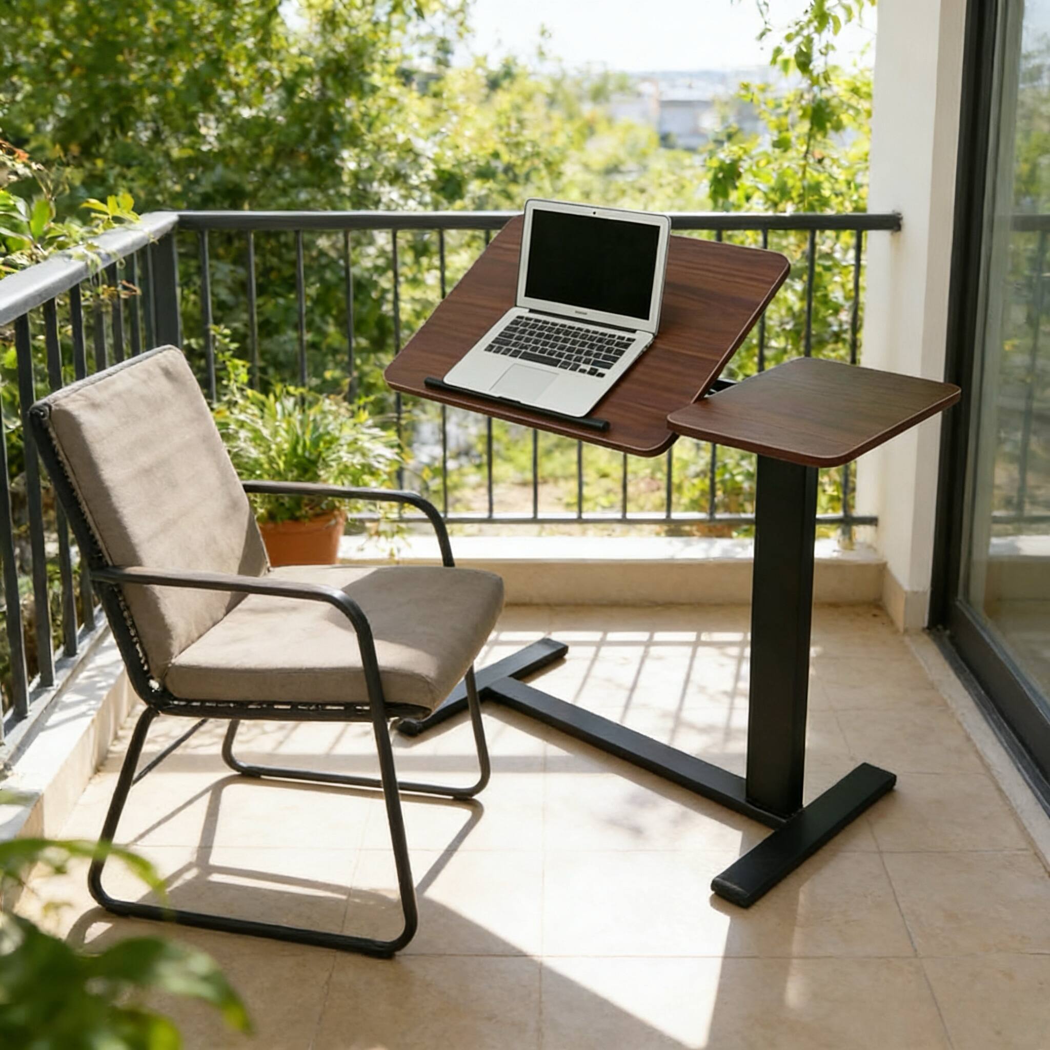 Alt View 4. Forest'nSky - Mobile Adiustable Standing Desk office Desk in Walnut - Walnut.