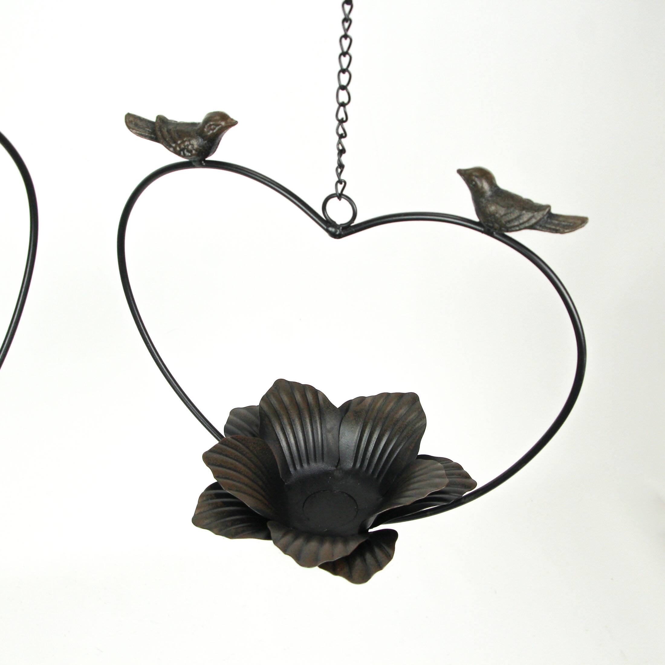 Alt View 1. Things2Die4 - Set of 2 Rustic Metal Bird Hanging Planter Succulent Flower Basket Home Decor - Brown.