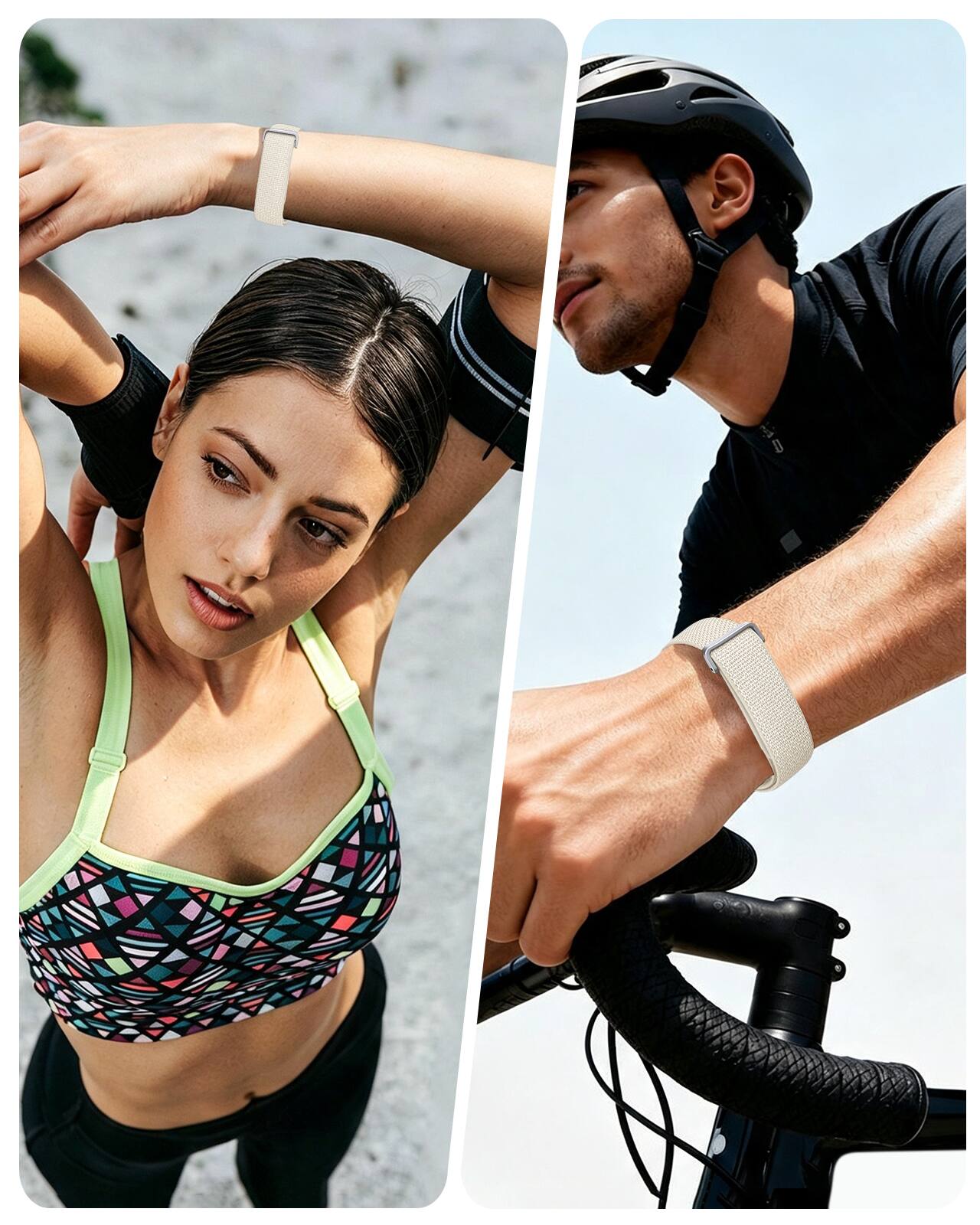 Alt View 3. Fintie - Magnetic Nylon Sport Loop Band for Google Fitbit Air, Soft Nylon Solo Loop Breathable Adjustable Replacement Strap - Starlight.
