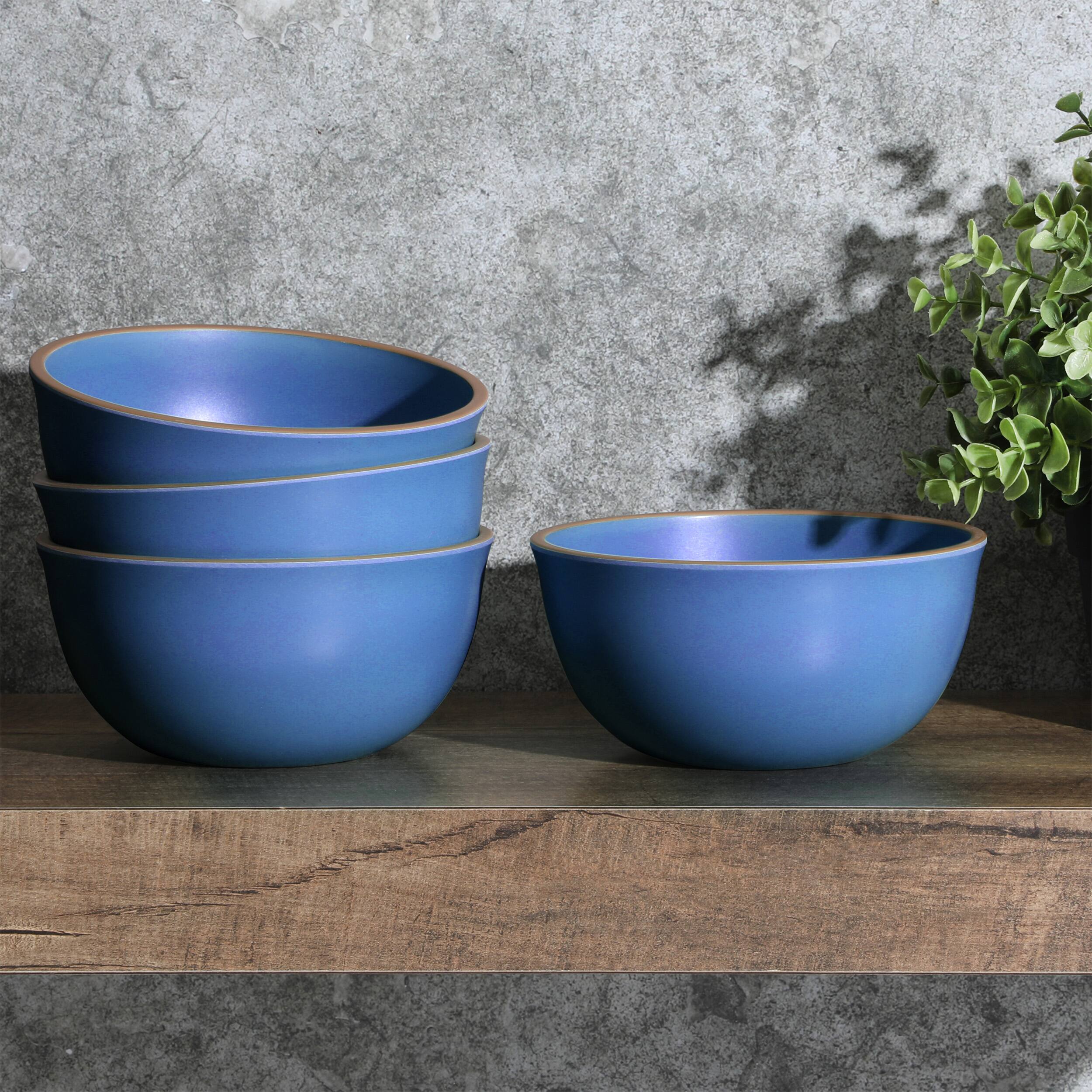 Alt View 2. Gibson - Gibson Home Rockabye 4 Piece 6.1 Inch Melamine Cereal Bowl Set in Blue - Blue.