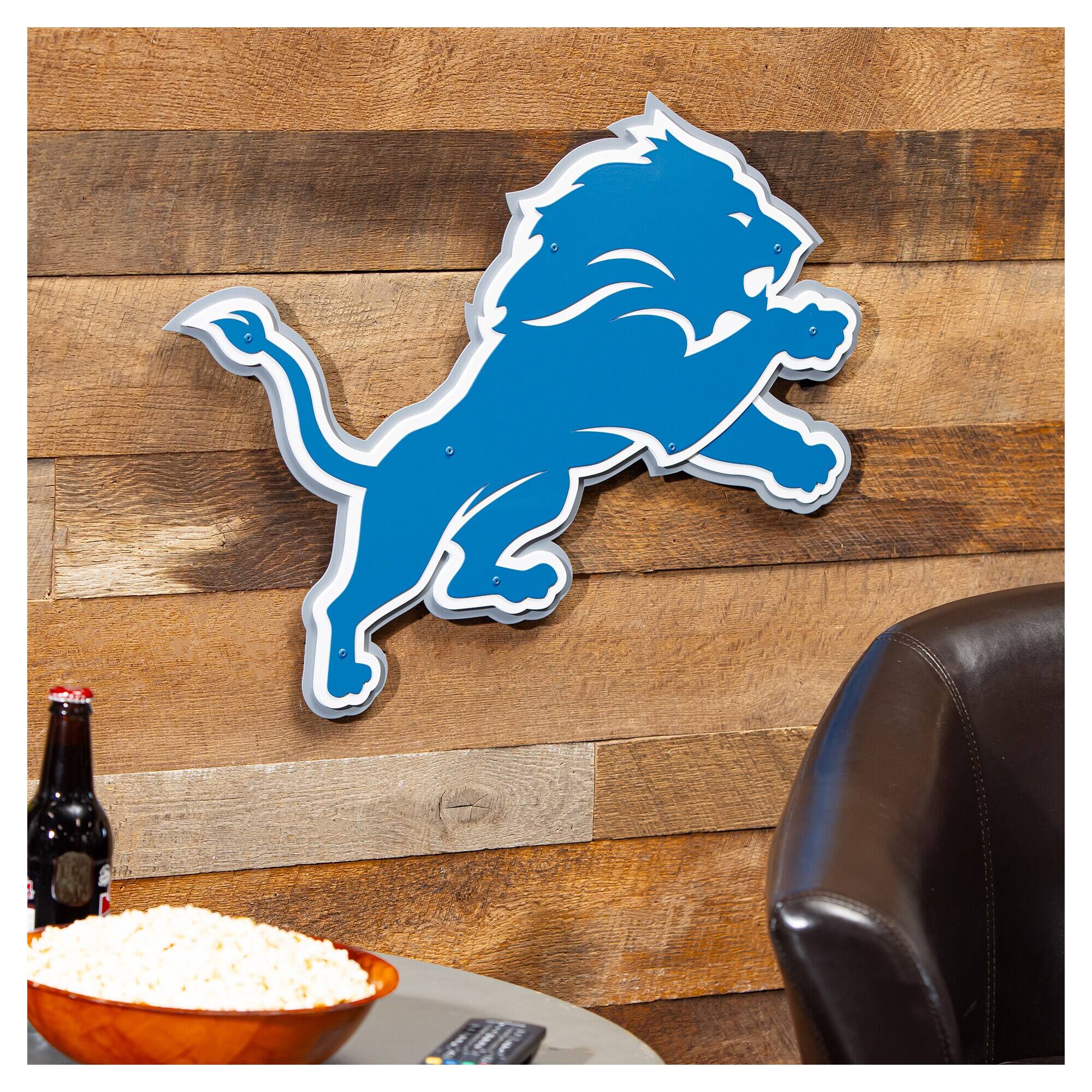 Alt View 1. Evergreen Enterprises - Detroit Lions 23" Layered Metal Wall Art Sign - Multicolor.