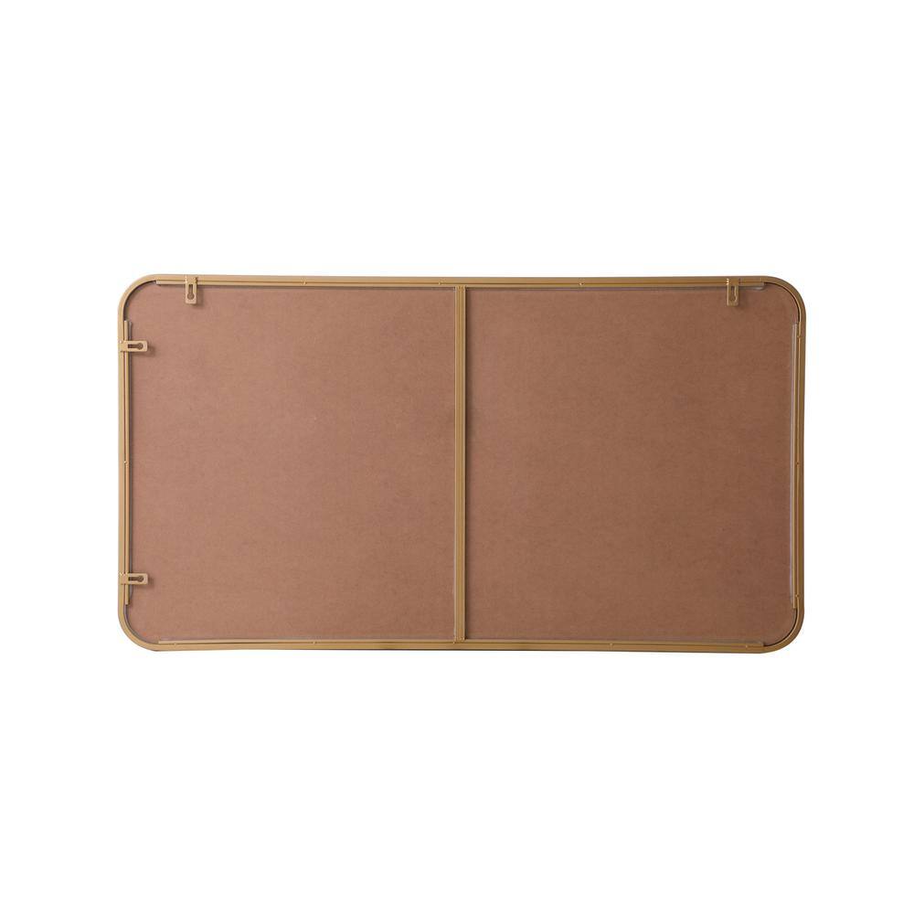 Angle. Elegant Decor - Soft corner metal rectangular mirror 22x40 inch in Brass - Brass.