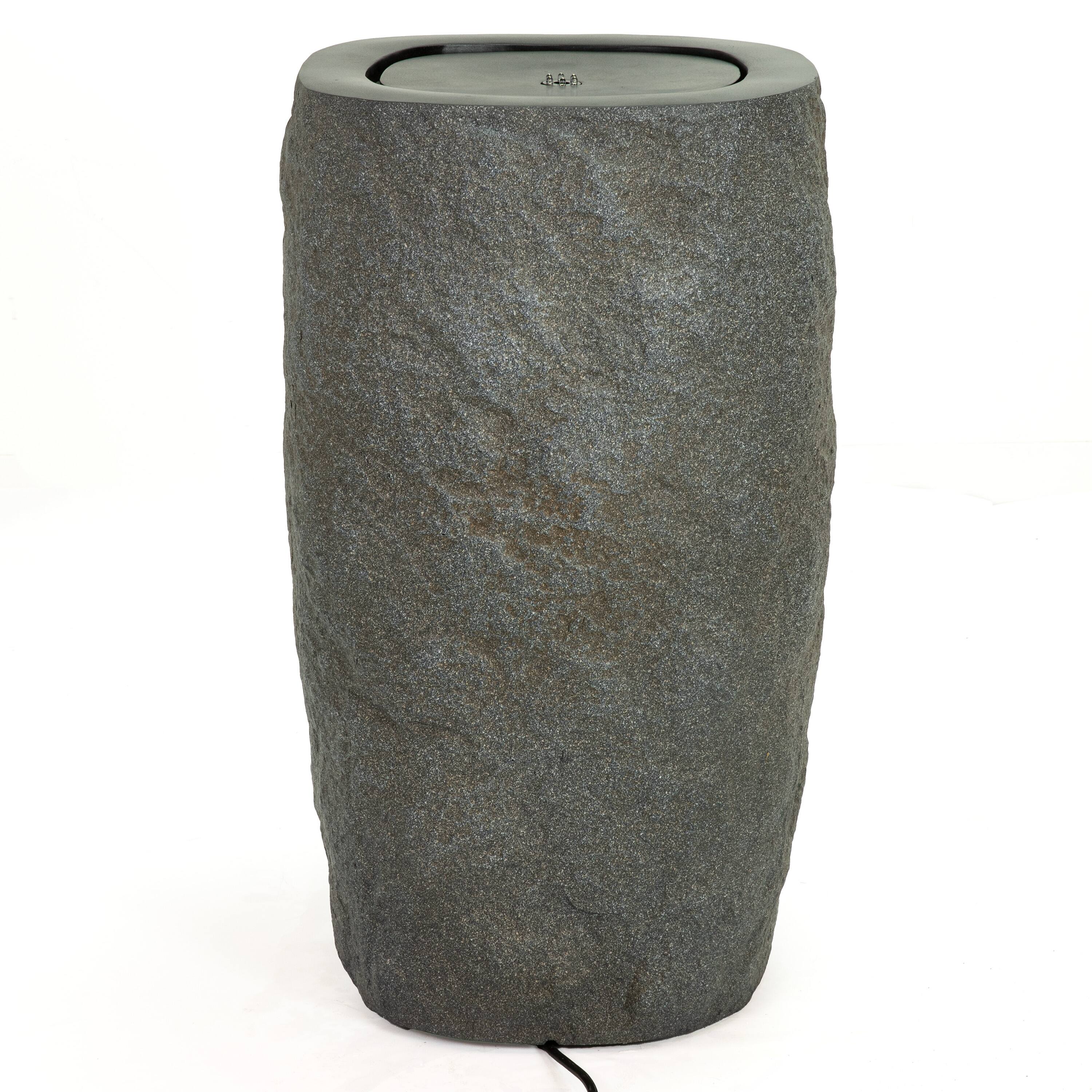 Alt View 10. Sunnydaze - Cylinder Polystone Outdoor Bubble Fountain - Gray.